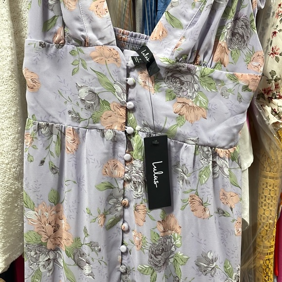 NWT Lulus Everlasting Sight Lavender Floral Midi Dress - Picture 8 of 8